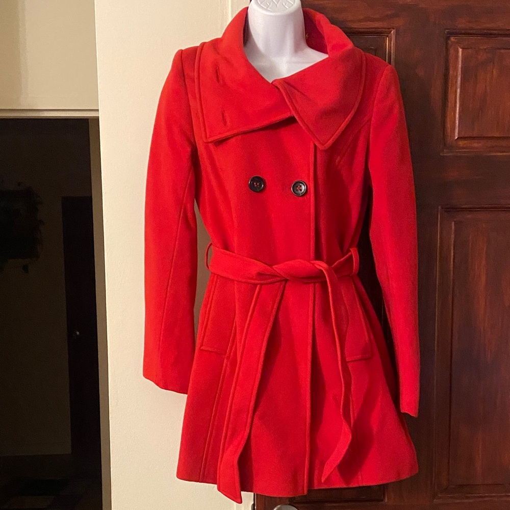 DKNY Women's Vibrant Red Trench Coat